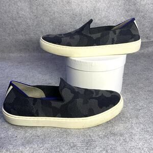 Rothy's The Original Black & Gray Camo Fabric Slip On Casual Shoes, Women's US 8